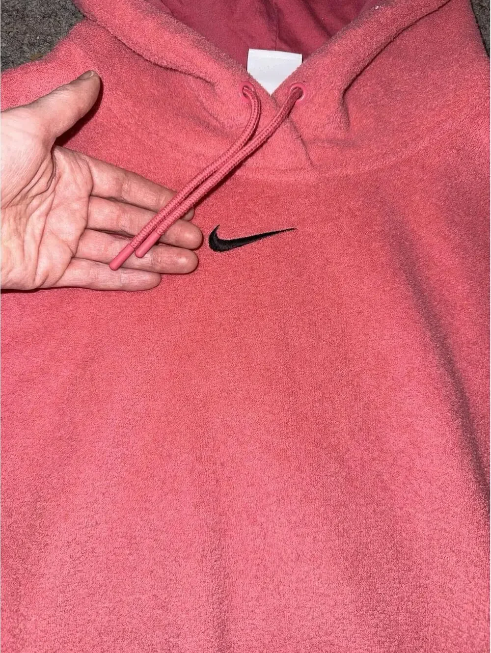 Nike Essentials womens Plush Fleece Hoodie sz M Center logo Pink Sweatshirt